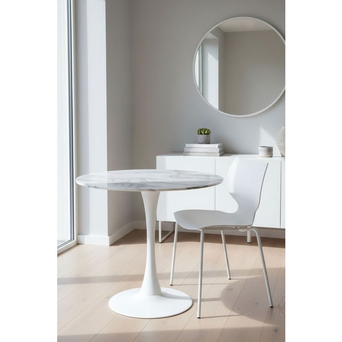 Regalos miguel - estilo nórdico - mesa kolio 80 cm mármol - blanco