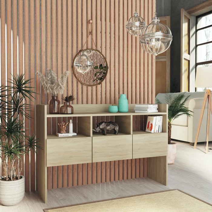 Aparador sonoma de roble, 105x30x70 cm, madera de ingeniería.