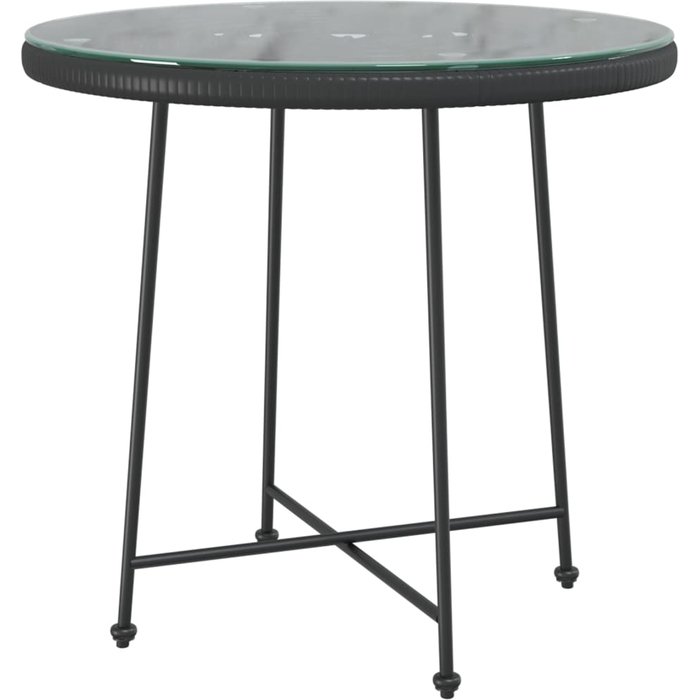 Mesa de comedor | mesa cocina de vidrio templado y acero negro 80 cm cfw11467