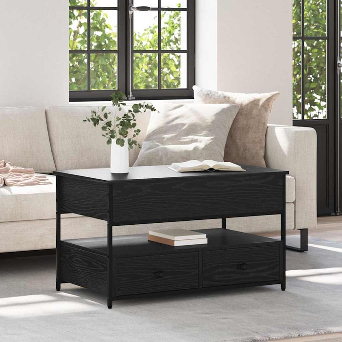 Mesa de café roble negro 85 x 50 x 50 cm madera de ingeniería