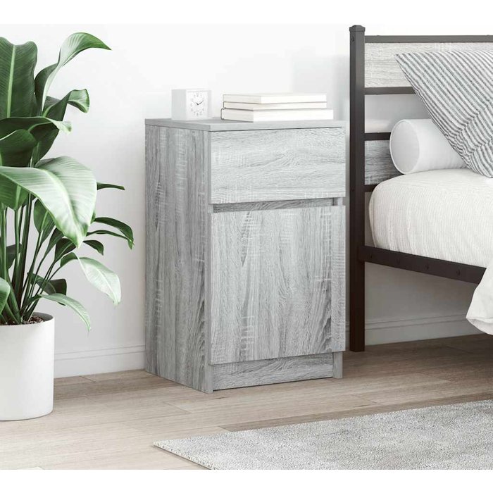 Mesita de noche sonoma gris 39x35x65 cm madera de ingeniería