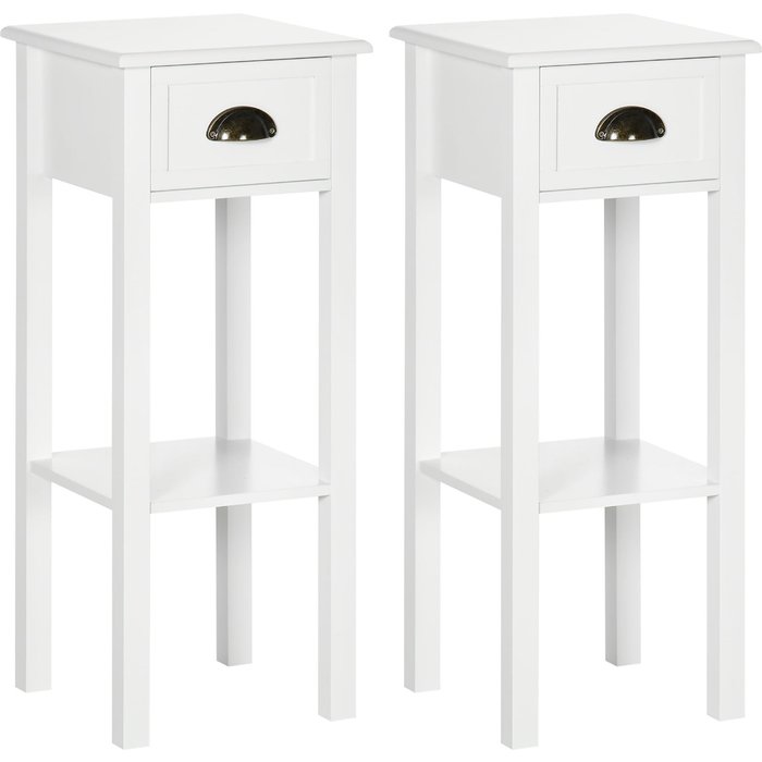 Mesas auxiliares homcom mdf blanco 30x30x75 cm