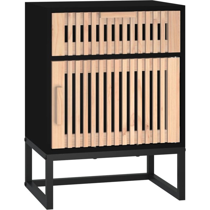 Mesita noche hierro y madera contrachapada negro 40x30x55,5 cm - comfortxl