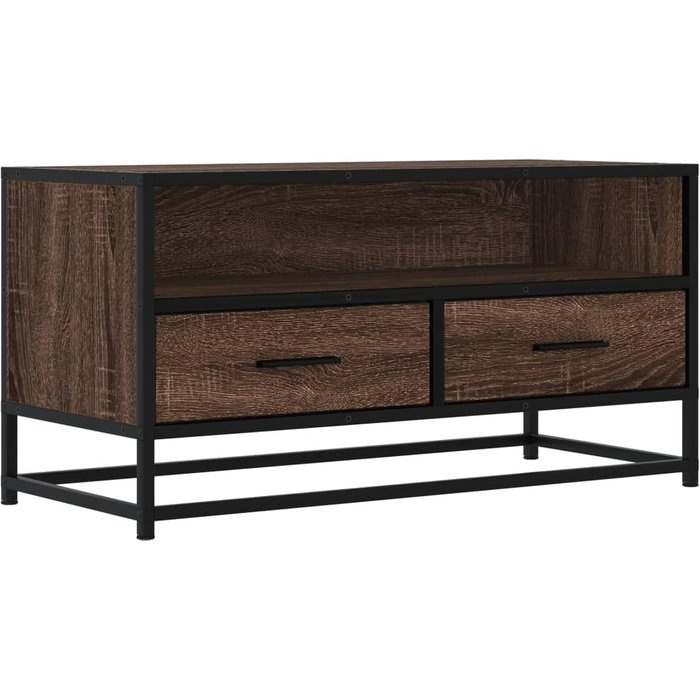 Mueble tv de metal y madera composite roble marrón 80x34,5x40 cm - comfortxl