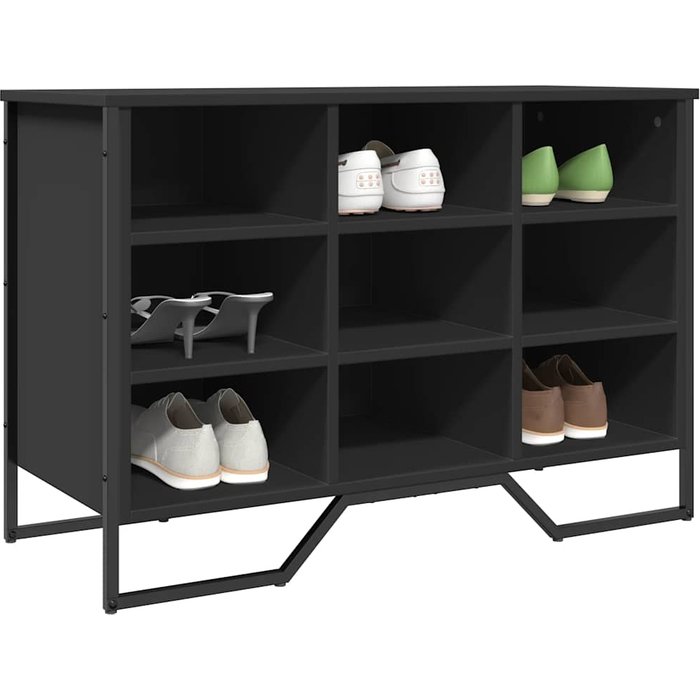 Zapatero negro, 90x38x61,5 cm, madera de ingeniería.
