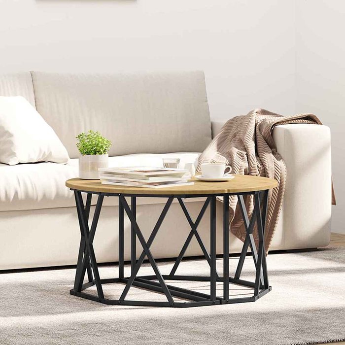 Mesa de café roble artisan 80 x 80 x 42 cm