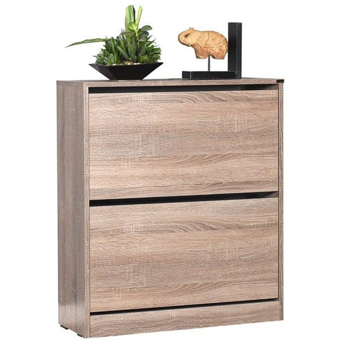 Zapatero con 2 puertas plegables, color roble 73x26xh.84 cm (shc520lt1)