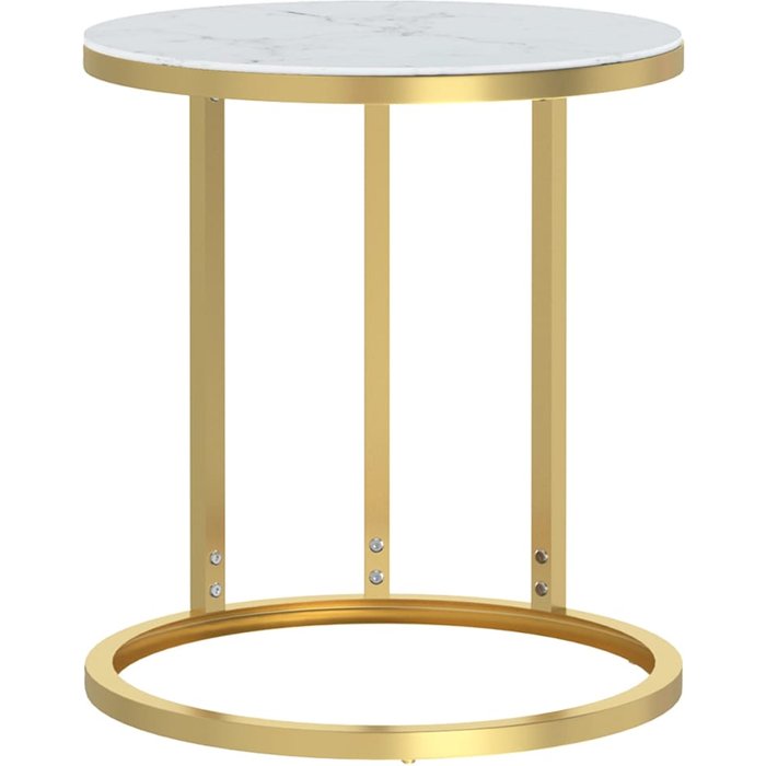 Mesa auxiliar vidrio templado dorado y mármol blanco 45 cm - comfortxl
