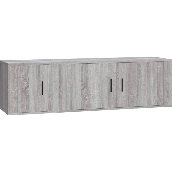 Conjunto de 2 piezas de soporte para tv de madera contrachapada gris sonoma