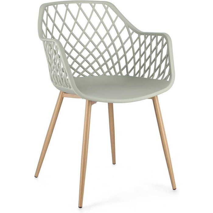 Silla de comedor con patas de acero y asiento pp optik verde 0733416