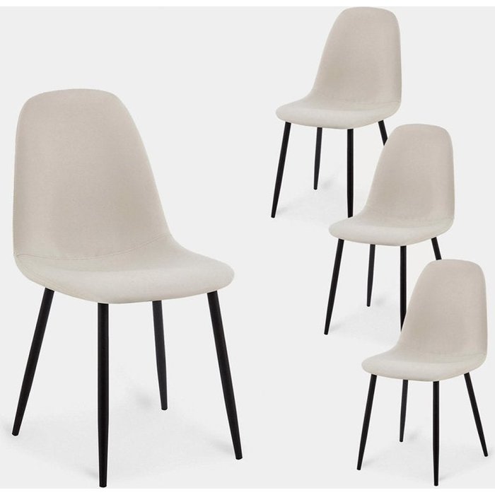 Packs 4 sillas polipiel beige 44 x 84 cm