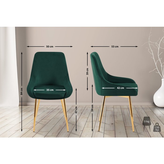 Silla de comedor elmira terciopelo oro verde