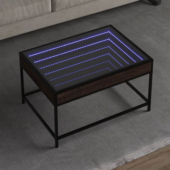 Mesa de centro con infinity led roble marrón 70x50x41 cm