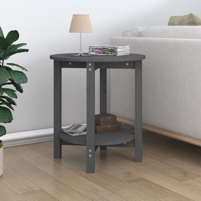 Maison exclusive - mesa de centro de madera maciza de pino gris ø55x60 cm