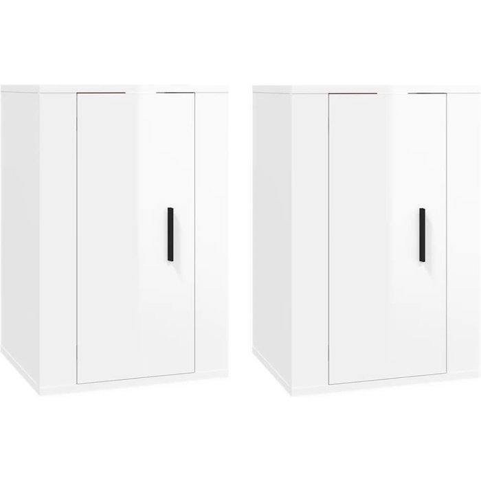 Muebles tv de pared 2 uds blanco brillo 40x34,5x60 cm