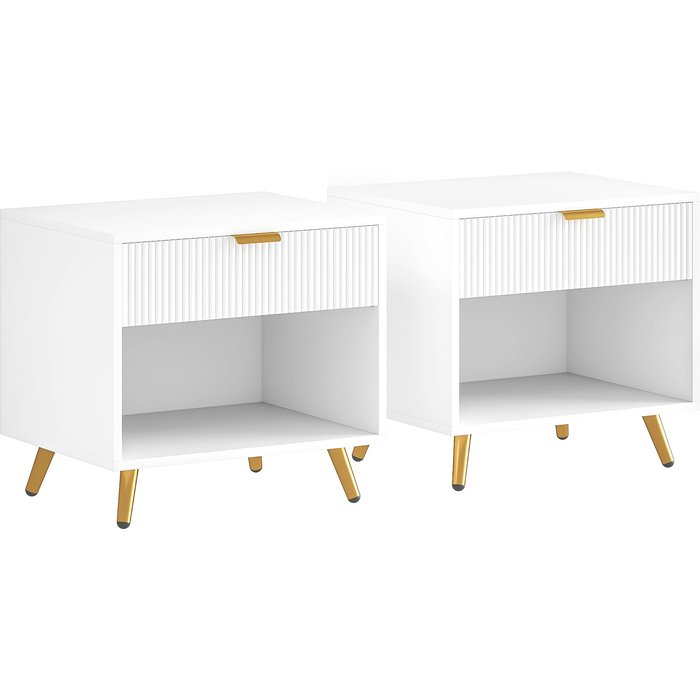 Mesitas de noche homcom melamina de madera, mdf blanco 50x40x47 cm 831-p161
