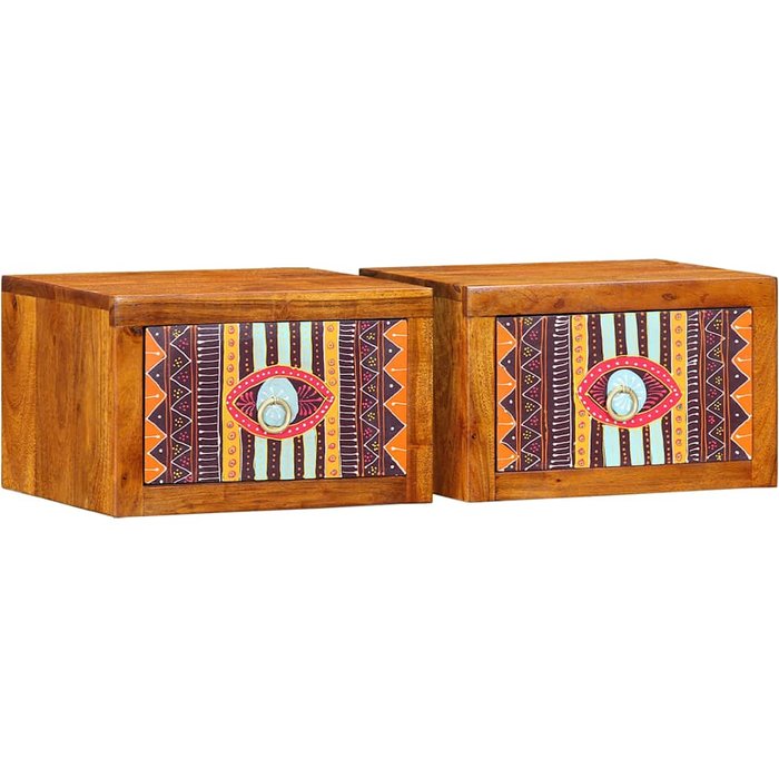 Mesita de noche con cajón, 2 piezas, marrón, 35 x 30 x 22 cm