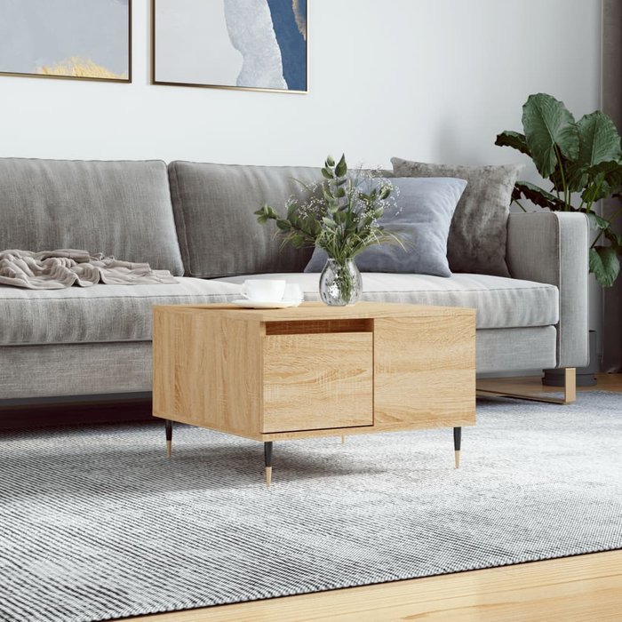 Mesa de centro madera contrachapada roble sonoma 55x55x36,5 cm vidaxl