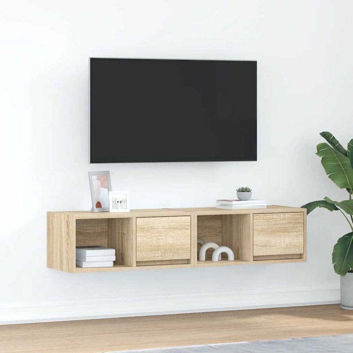 Mueble de tv de 2 piezas, roble sonoma, 60x31x25,5 cm, madera de ingeniería