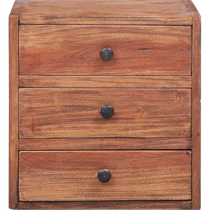 Mesita de noche con 3 cajones 35x25x35 cm madera recuperada
