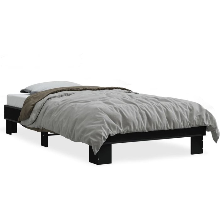 Estructura de cama madera de ingeniería y metal negra 75x190 cm — comfortxl