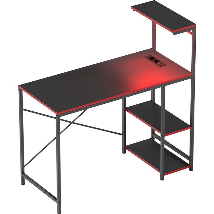 Mesa gaming homcom melamina de madera negro 110x50x113 cm