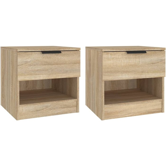 Mesita de noche 2 uds madera contrachapada color roble sonoma - comfortxl
