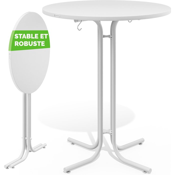 Mesa de bar redonda blanca 80x110cm plegable