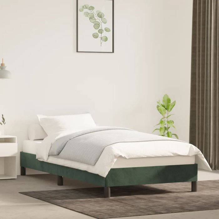 Estructura de cama verde oscuro 90x190 cm terciopelo