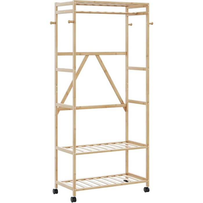Perchero y estantes con ruedas 90x40x179,5 cm bambú
