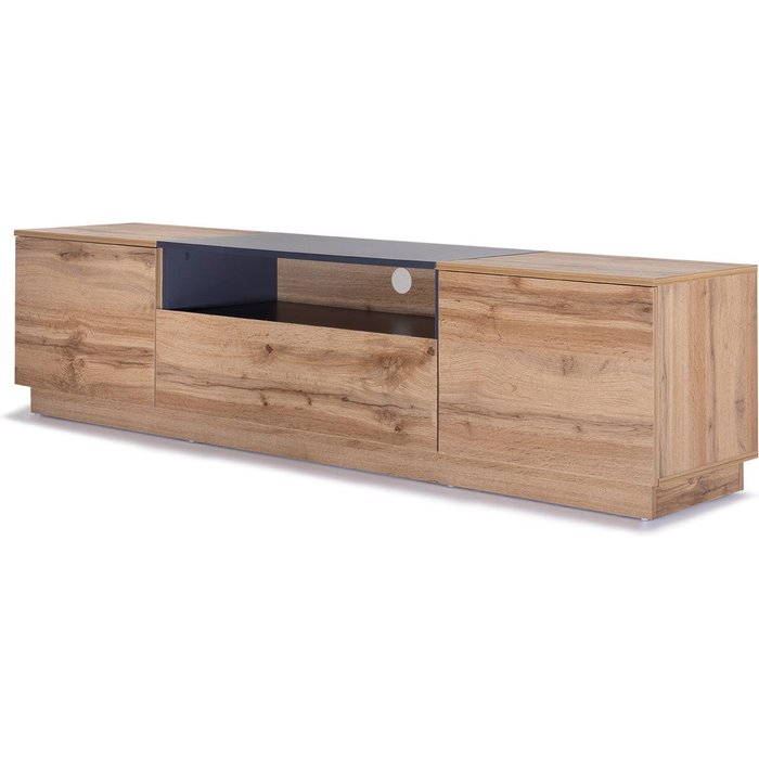 Mueble tv industrial 2 puertas y 1 cajon 180cm roble y gris