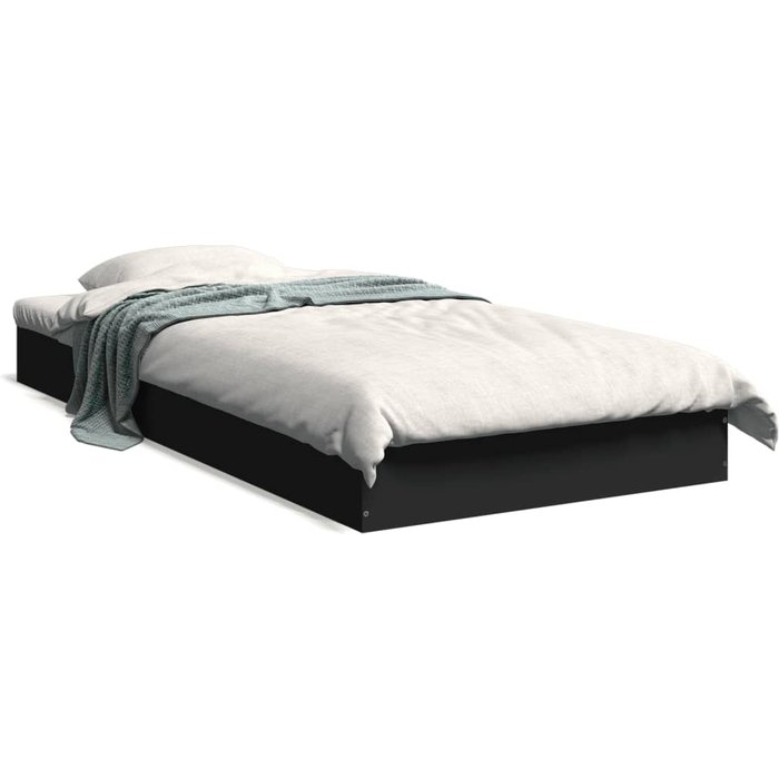 Estructura de cama negra de madera contrachapada 75x190 cm