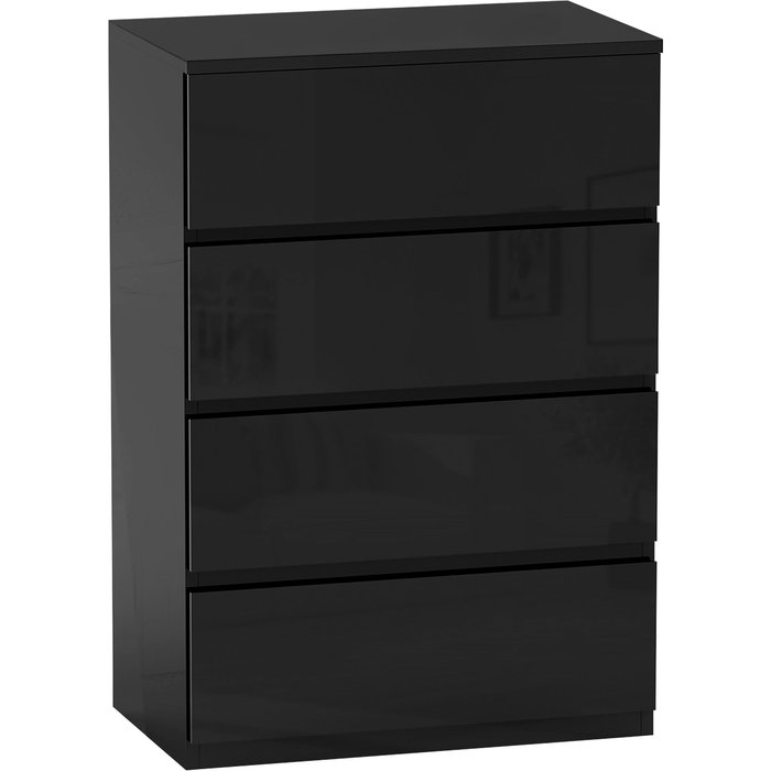 Cómoda 4 cajones madera negra 55x34x80cm mueble almacenaje dormitorio