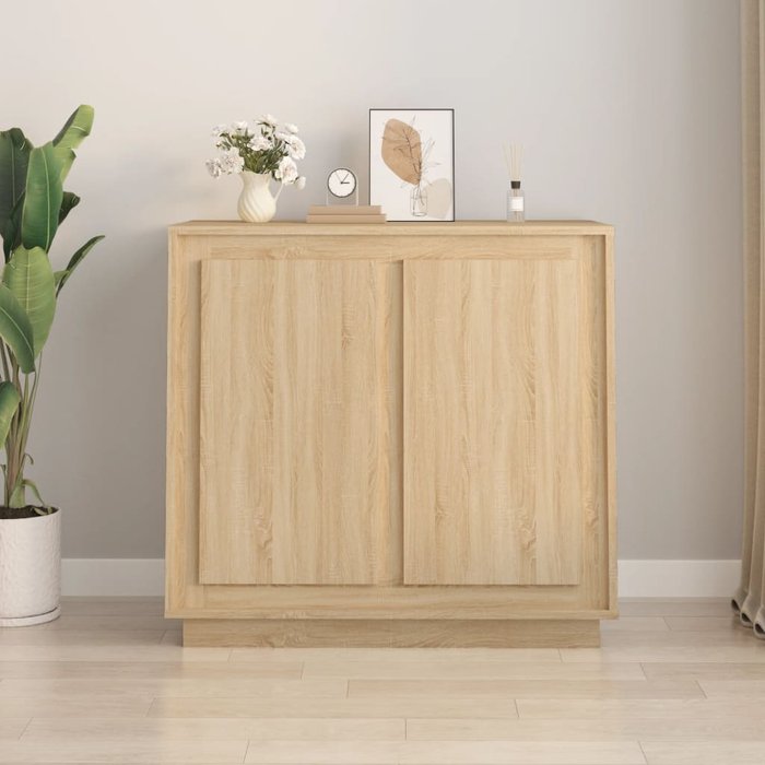 Aparador roble sonoma 80x34x75 cm madera contrachapada