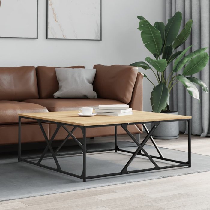 Mesa de centro sonoma de roble, 100x100x40 cm, madera de ingeniería.