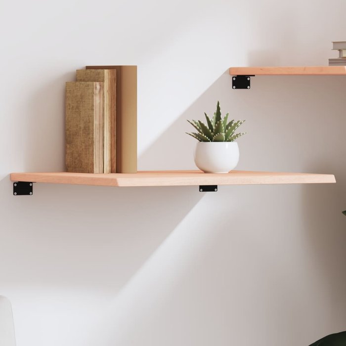 Estantería de pared de 60x60x2 cm, madera maciza de roble sin tratar.