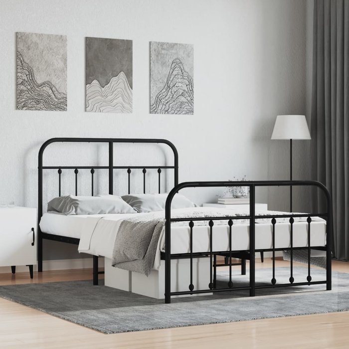 Estructura cama sin colchón con estribo metal negro 120x200 cm vidaxl