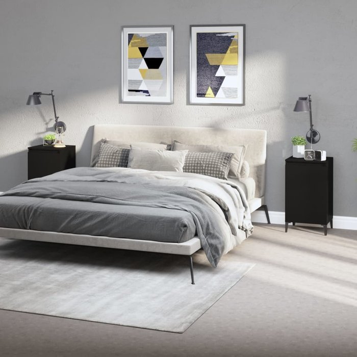 Mesitas de noche 2 uds madera contrachapada negro 40x35x70 cm vidaxl