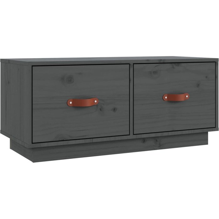 Mueble de tv de pino macizo en color gris 80x34x35 cm - comfortxl