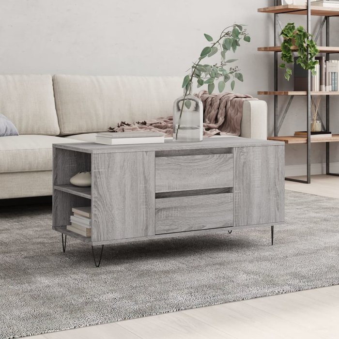 Mesa de centro madera de ingeniería gris sonoma 102x44,5x50 cm