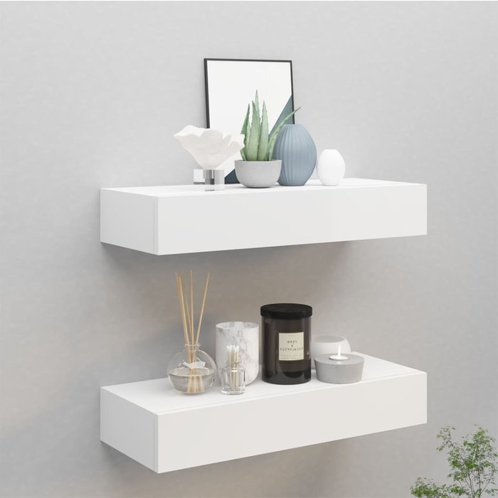 Estantes para cajones de pared 2 uds blanco 60x23,5x10 cm mdf