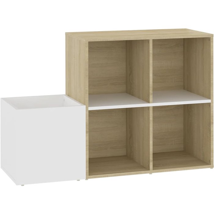 Zapatero de recibidor contrachapado blanco roble 105x35,5x70 cm - comfortxl