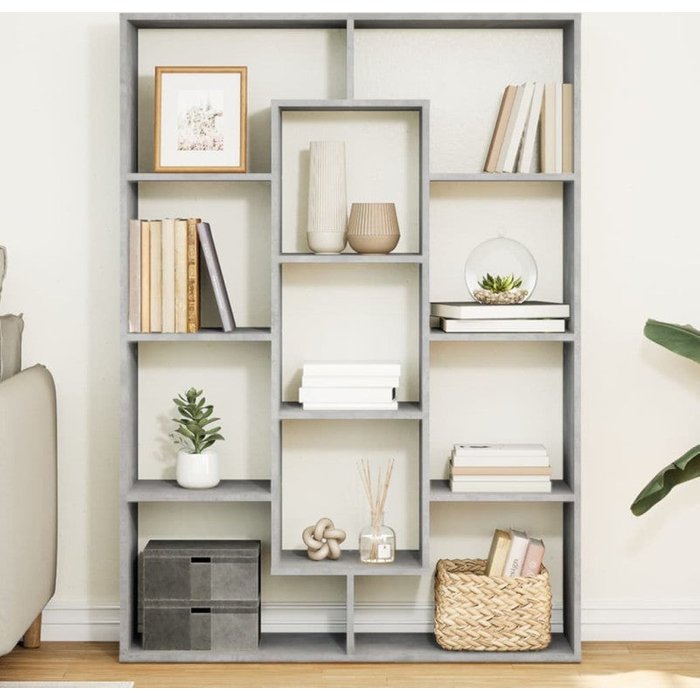 Estantería de madera de ingeniería gris hormigón 102x29x143 cm vidaxl