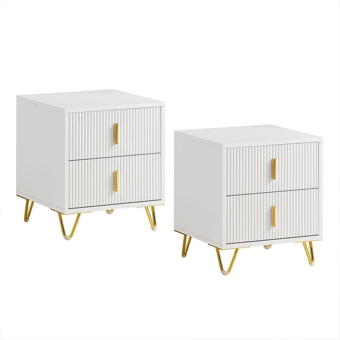 Sobuy mesilla de noche con dos cajones blanco 40x40x47cm moderno fbt115-wx2