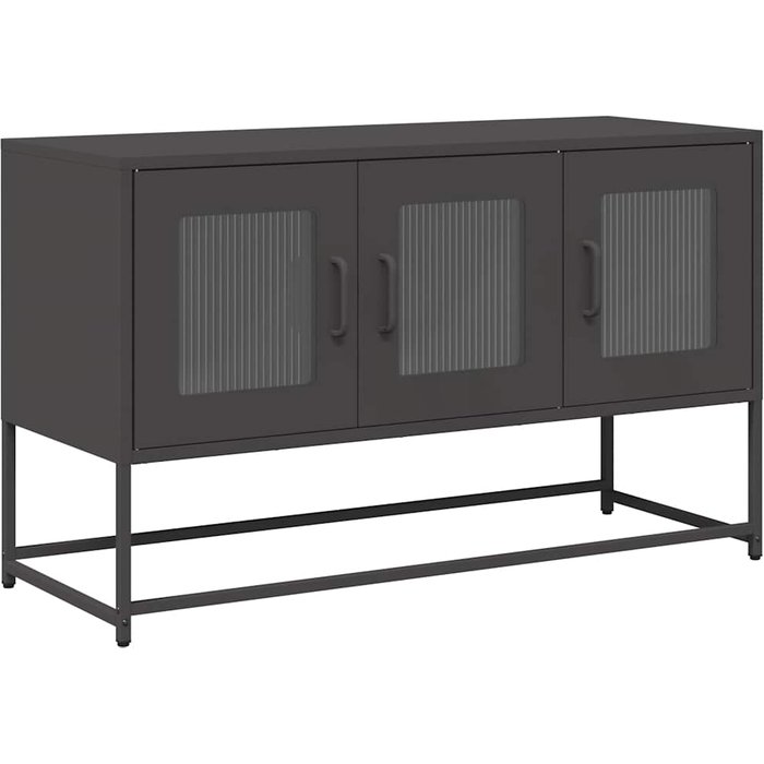 Mueble para tv acero laminado en frío negro 100,5x39x60,5 cm - comfortxl
