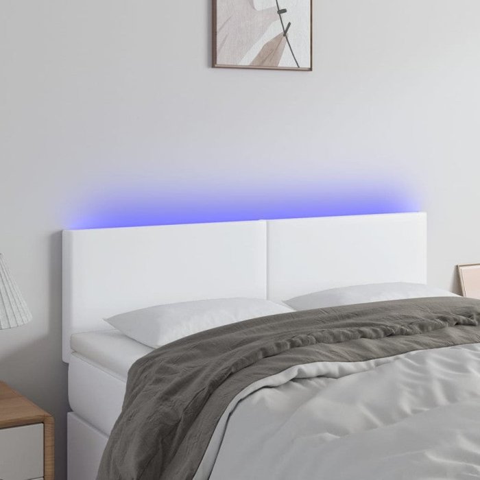 Cabecero con led cuero sintético blanco 144x5x78/88 cm vidaxl