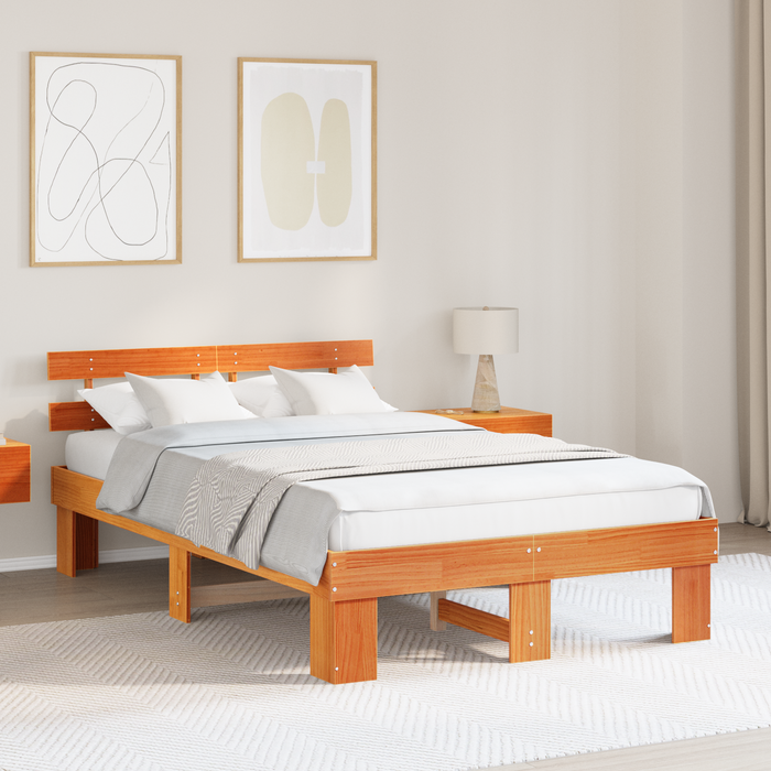Estructura de cama con cabecera marrón cera 120 x 190 cm vidaxl
