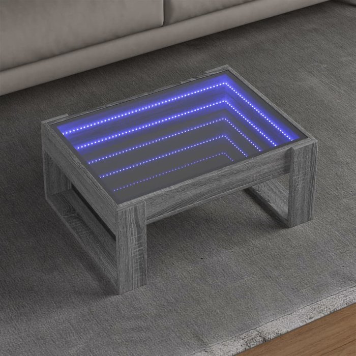 Mesa de centro con led infinity sonoma gris 70x53x30 cm
