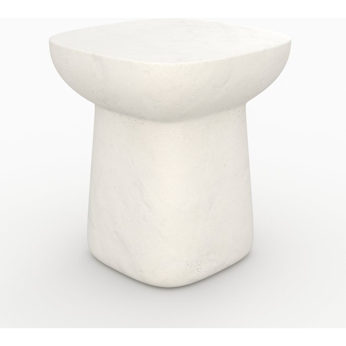 Mesa auxiliar cuadrada blanca de fibra de arcilla efecto hormigón - samui