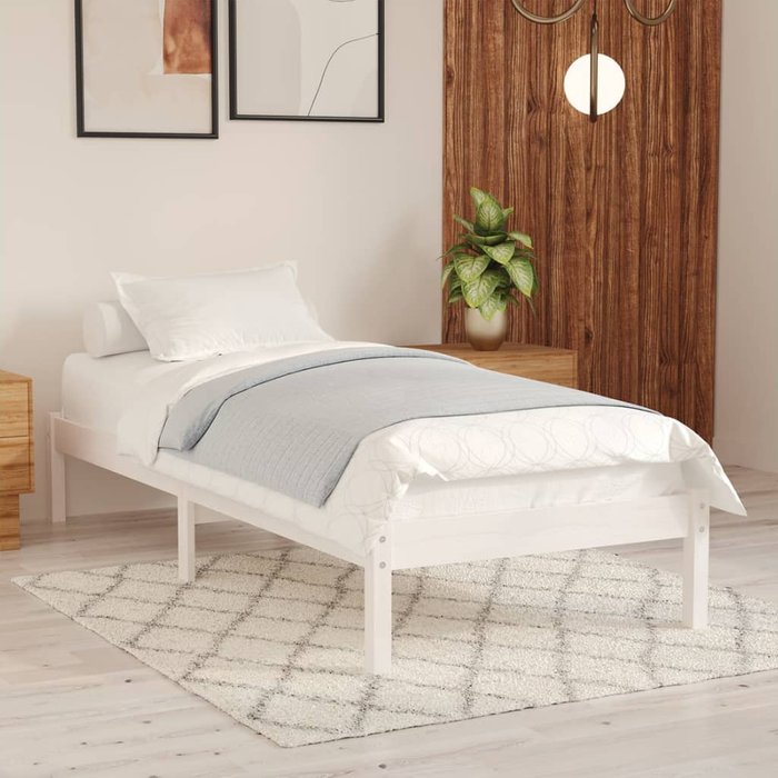 Estructura de cama blanco madera maciza de pino 90x200 cm